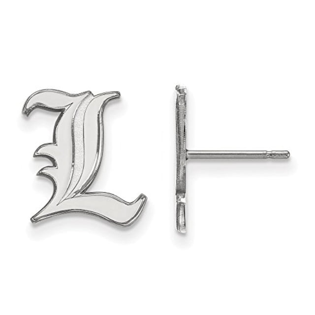 Sterling Silver Rhodium-plated LogoArt University of Louisville Letter L Small Post Earrings Q-SS009UL