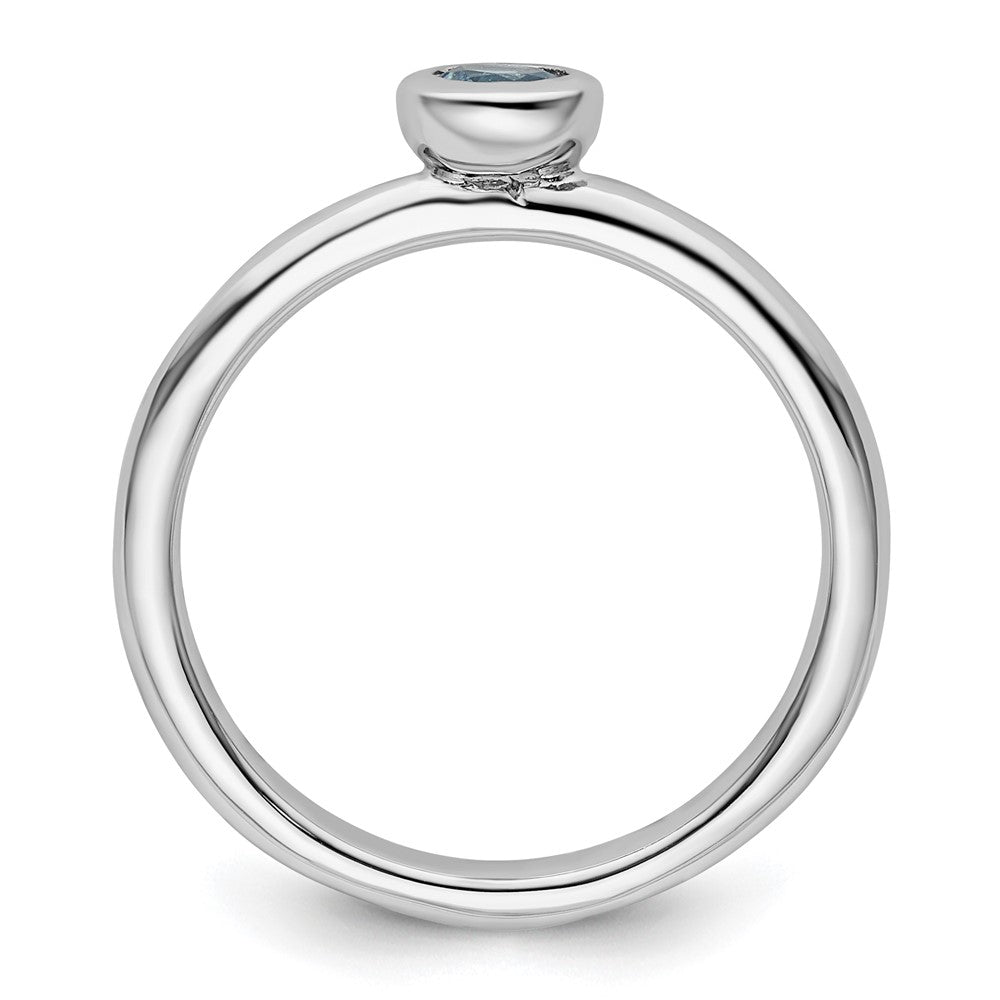 Sterling Silver Stackable Expressions Low 4mm Round Blue Topaz Ring Size -10