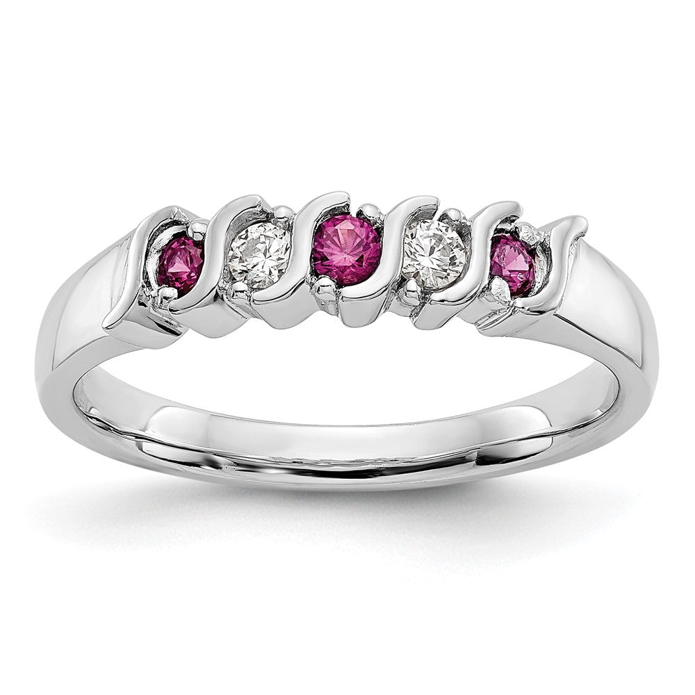 10k White Gold Diamond w/Ruby Band