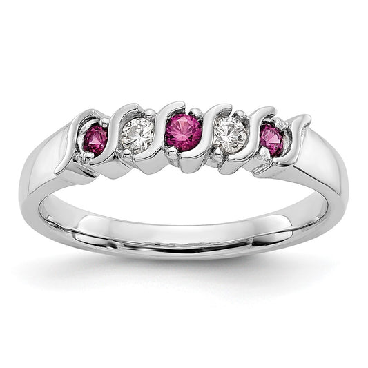 10k White Gold Diamond w/Ruby Band