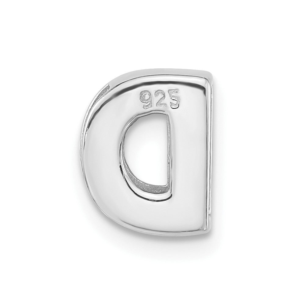 Sterling Silver Polished CZ Initial D Slide