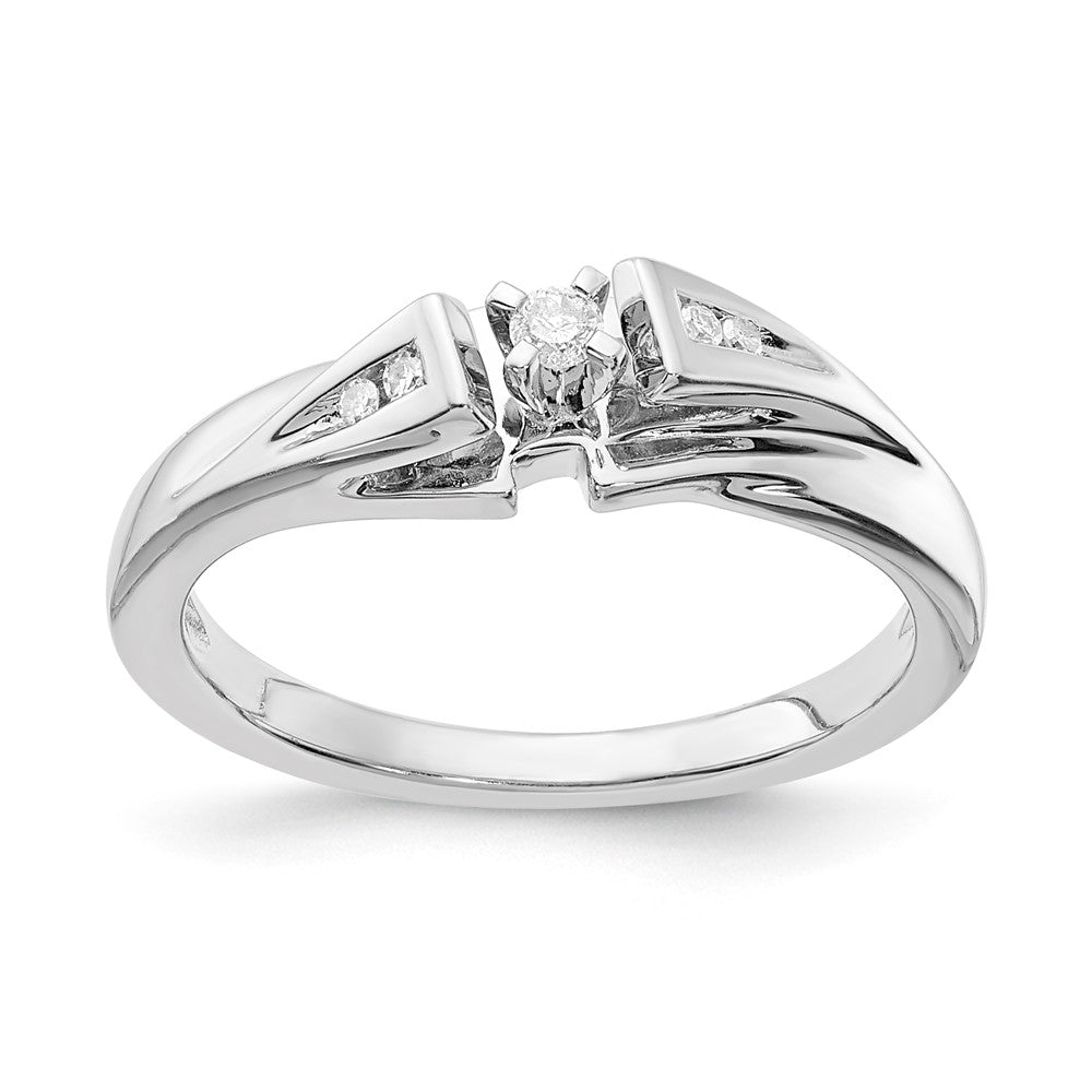 Sterling Silver Polished & Curved Diamond Promise Ring