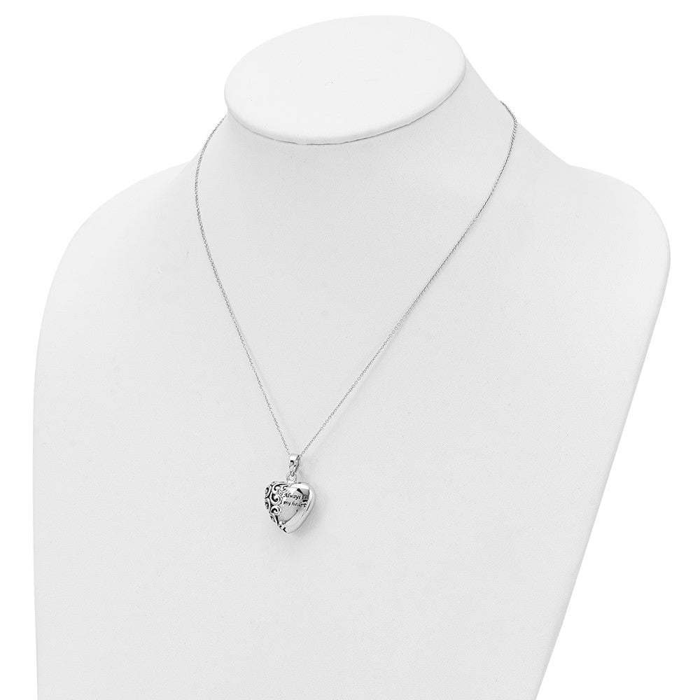 Sentimental Expressions Sterling Silver Antiqued Heart Remembrance Ash Holder 18 Inch Necklace 18 Inches