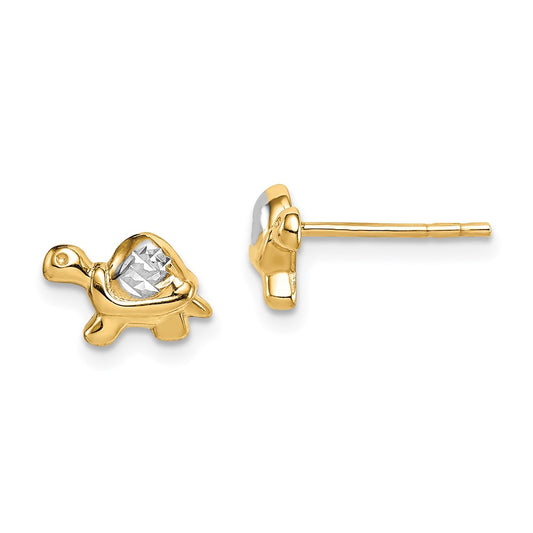 14k Madi K & White Rhodium Turtle Post Earrings