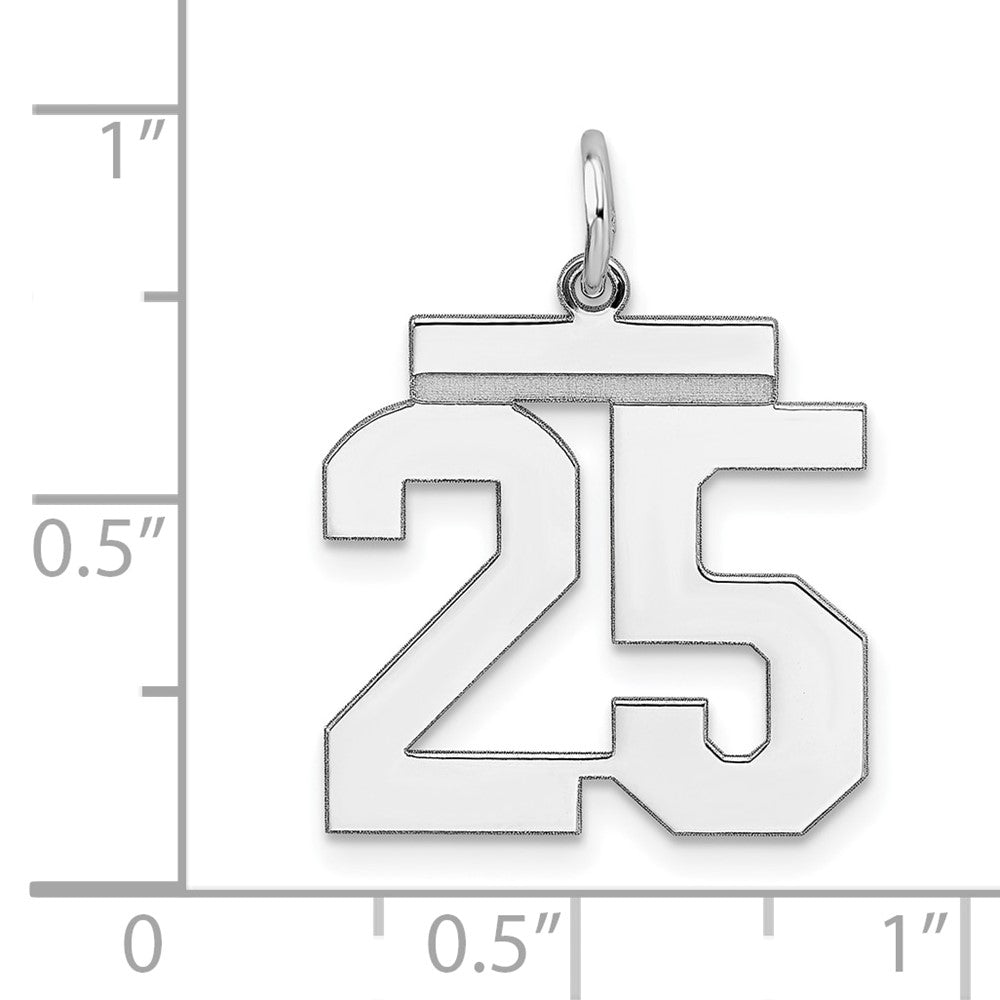Sterling/Silver Rhodium-plated Polished Number 25 Charm