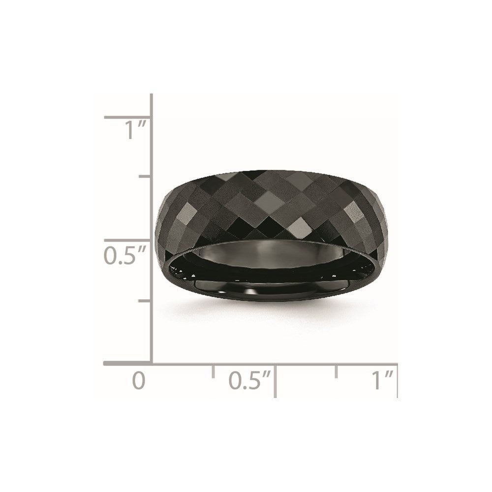 Ceramic Black Faceted 7.5mm Polished Band Size - 7.5