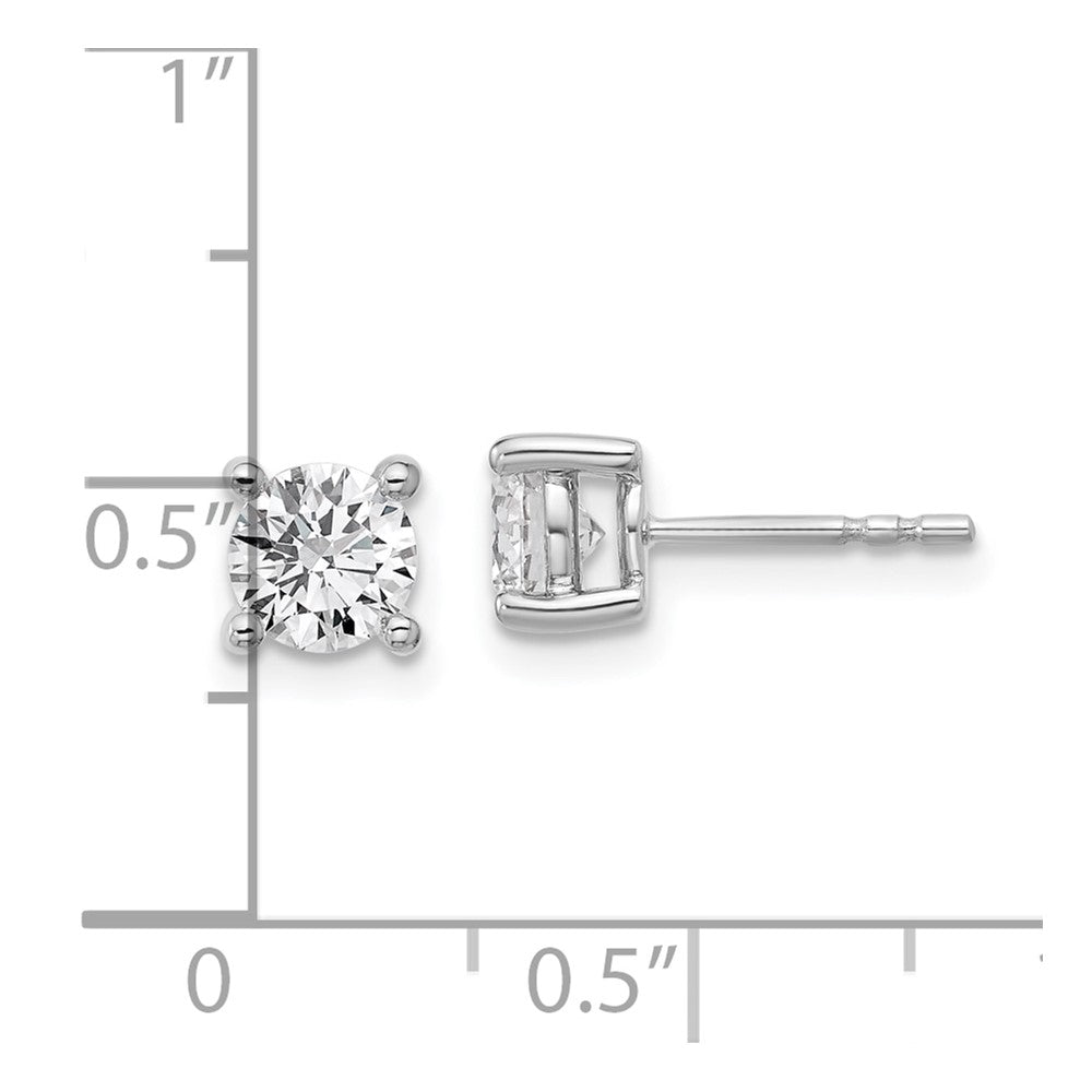 14k White Gold 1 1/4 ctw Lab Grown Diamond VS+ F+ Round 4 Prong Heavy Wt. Stud Earrings