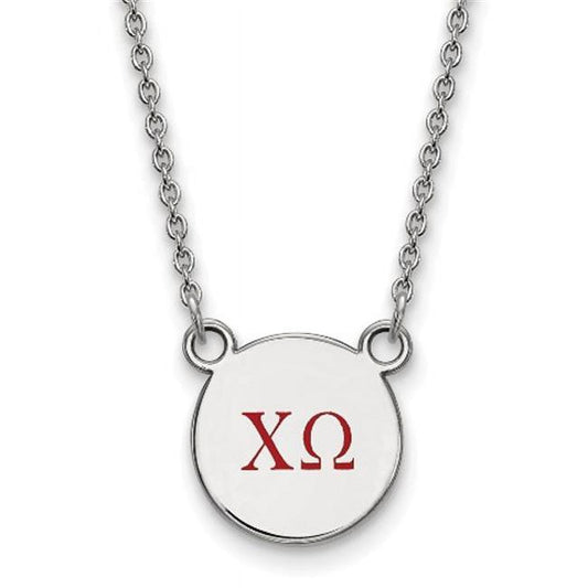 Sterling Silver 18in Official Licensed Greek Sororities Chi Omega (??) XS Enamel Pendant w/Necklace