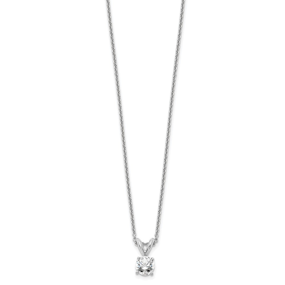 14k White Gold 1/3 carat Lab Grown Diamond VS/SI+ G+ Round Complete Four Prong 18 inch Solitaire Pendant Necklace