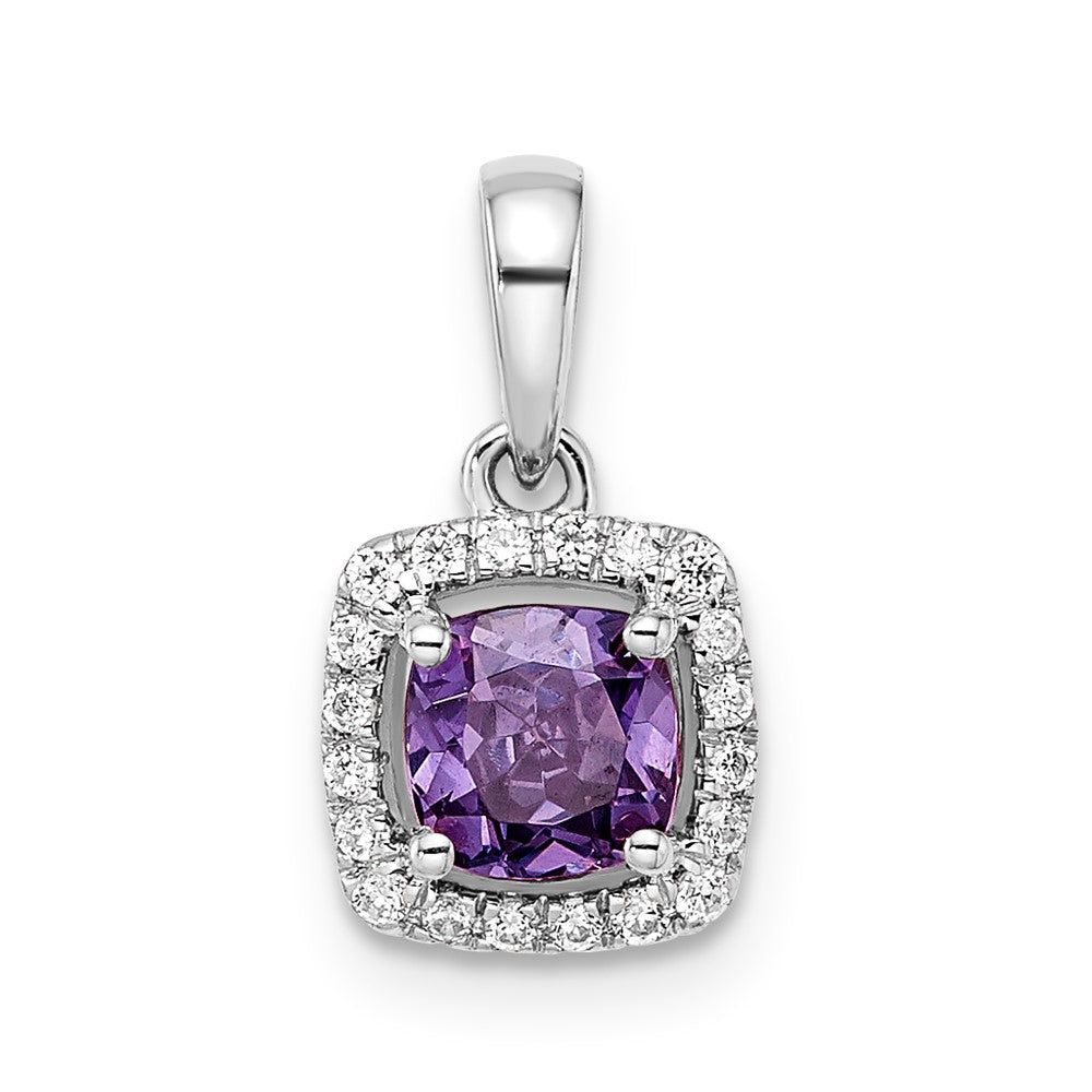 14kw ANT Amethyst and Diamond Pendant w/ chain