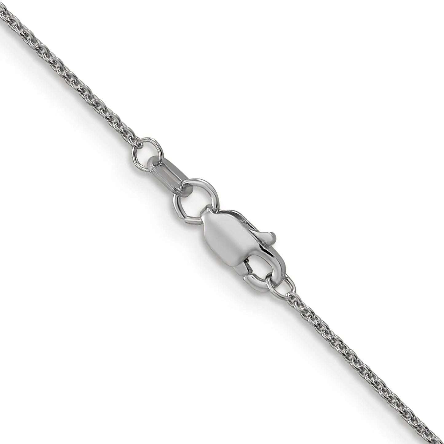 14K White Gold 9 inch 1mm Round Open Link Cable with Lobster Clasp Anklet