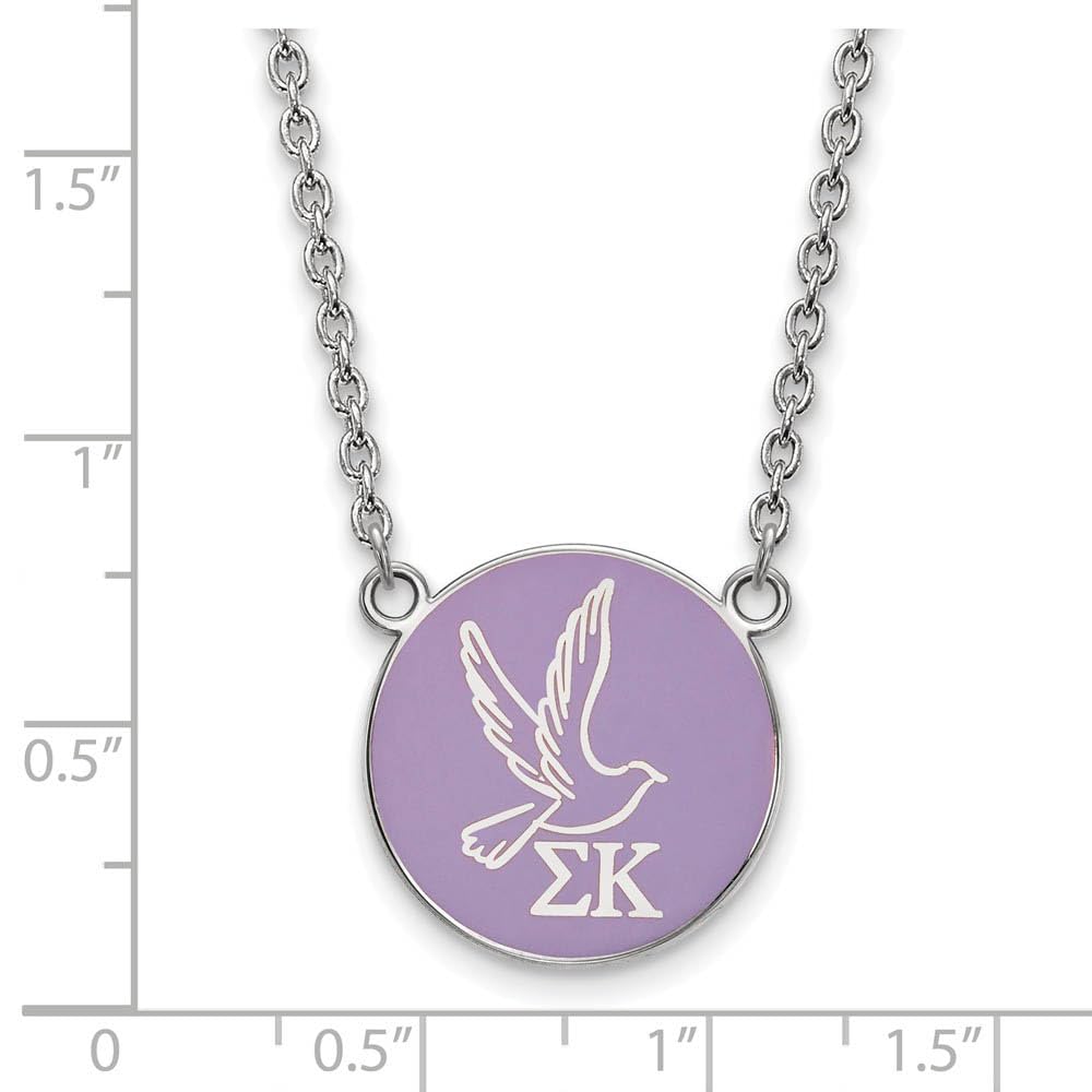 Sterling Silver 18in Official Licensed Greek Sororities Sigma Kappa (??) Small Enamel Pendant w/Necklace