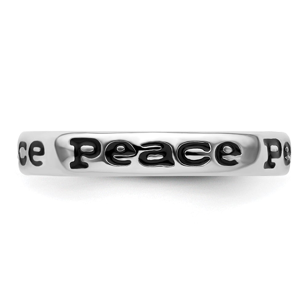 Sterling Silver Stackable Expressions Polished Enameled Peace Ring Size -7