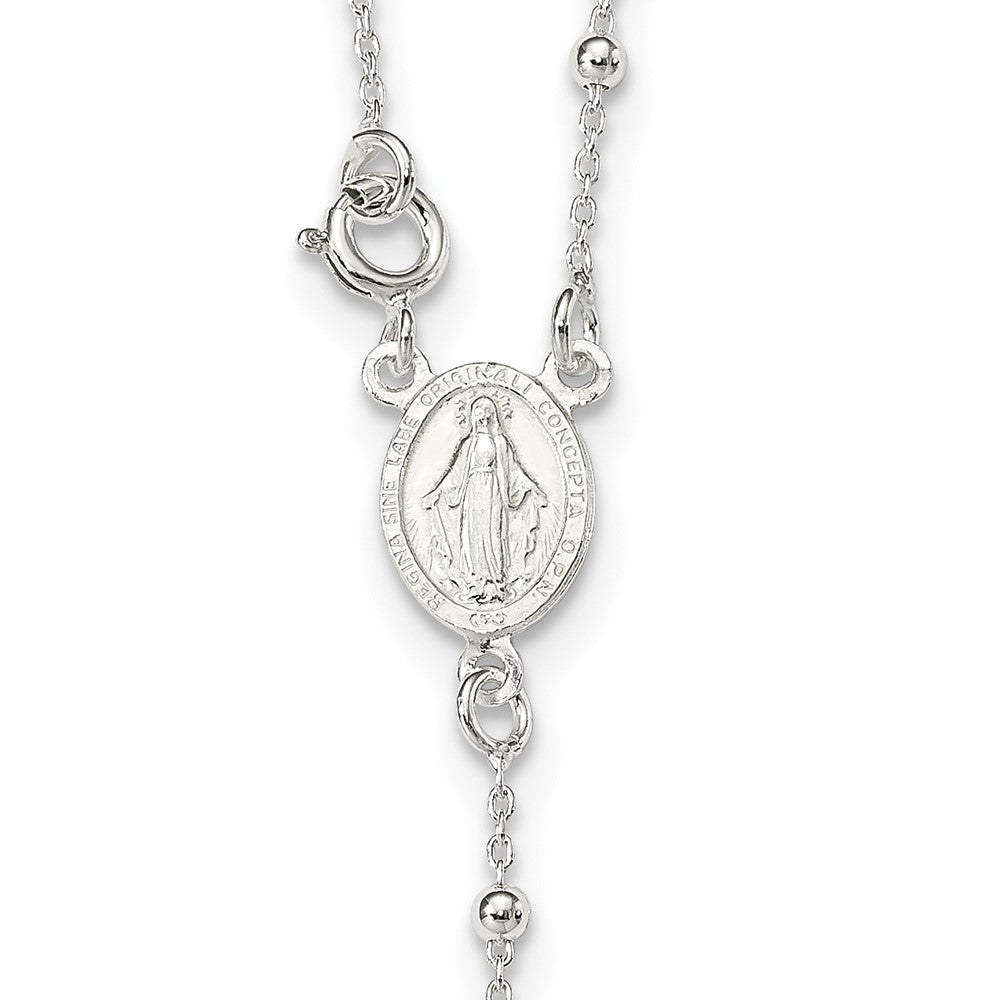 Sterling Silver Polished Rosary 18 inch Necklace 18 Inches