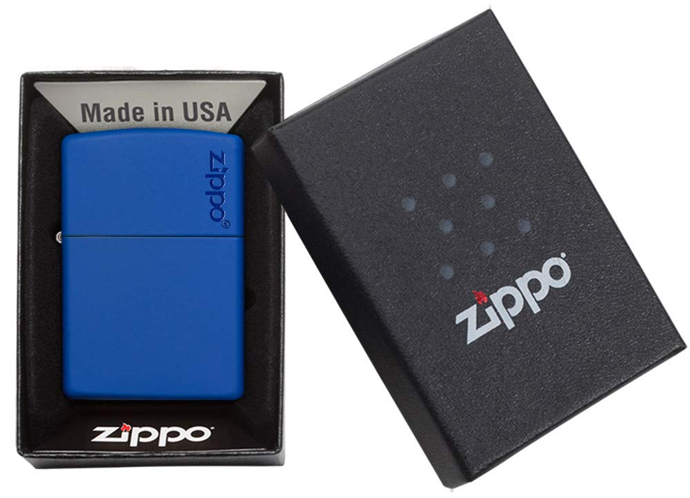 Zippo Logo Matte Pocket Lighter - Royal Blue