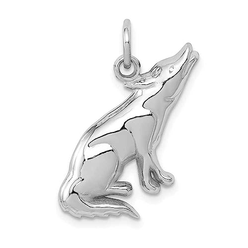 14k White Gold Wolf Charm