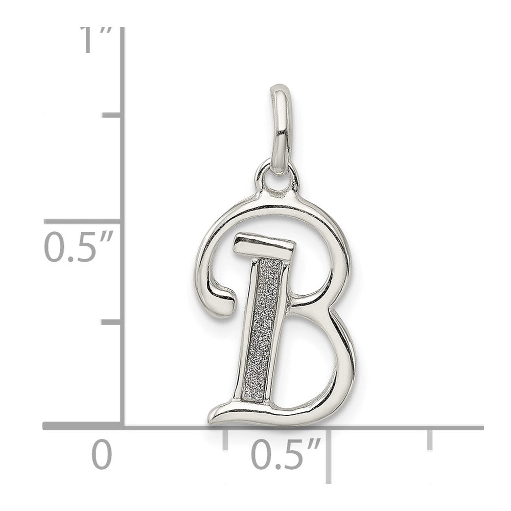 Sterling Silver Polished Glitter Enamel Letter B Initial Charm