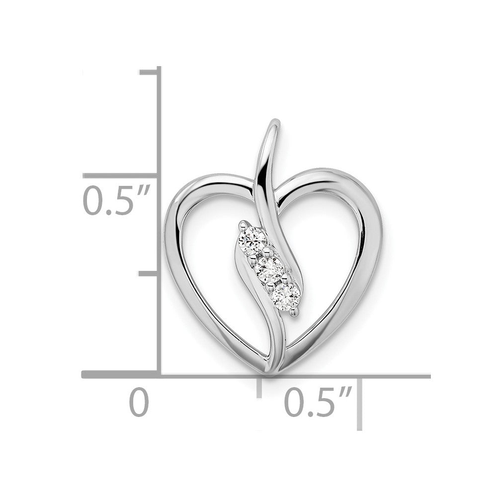 14k White Gold 1/10 carat Lab Grown Diamond VS/SI+ G+ Open Heart Pendant