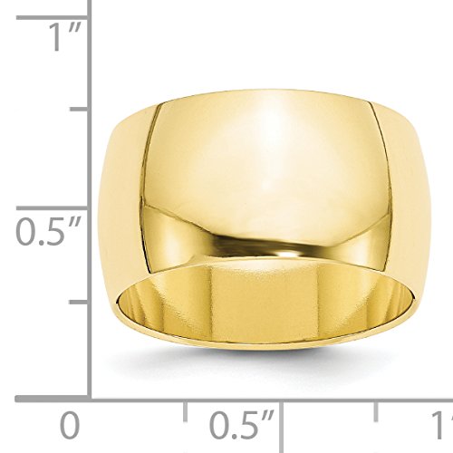 10k Yellow Gold 12mm Half Round Wedding Band Size 7.5