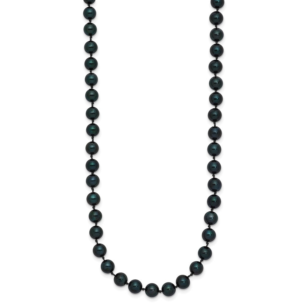 14k White Gold 5-6mm Black Round Akoya Saltwater Cultured Pearl 20 inch Necklace