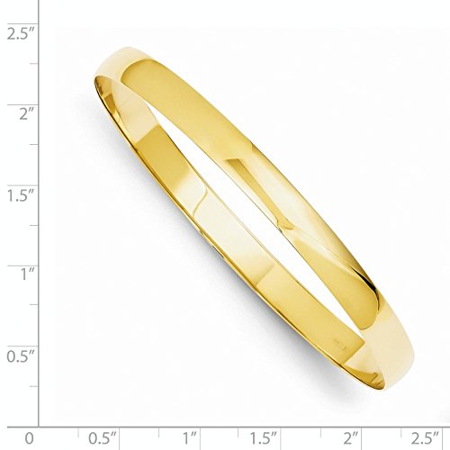 14k 6mm Solid Polished Half-Round Slip-On Round Bangle Bracelet