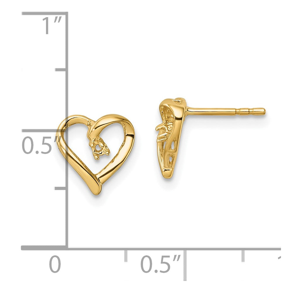 14k Fancy Diamond Heart Earring Mountings