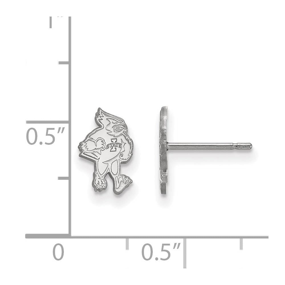 Sterling Silver Rhodium-plated LogoArt Iowa State University Cardinal Extra Small Post Earrings QSS021IAS