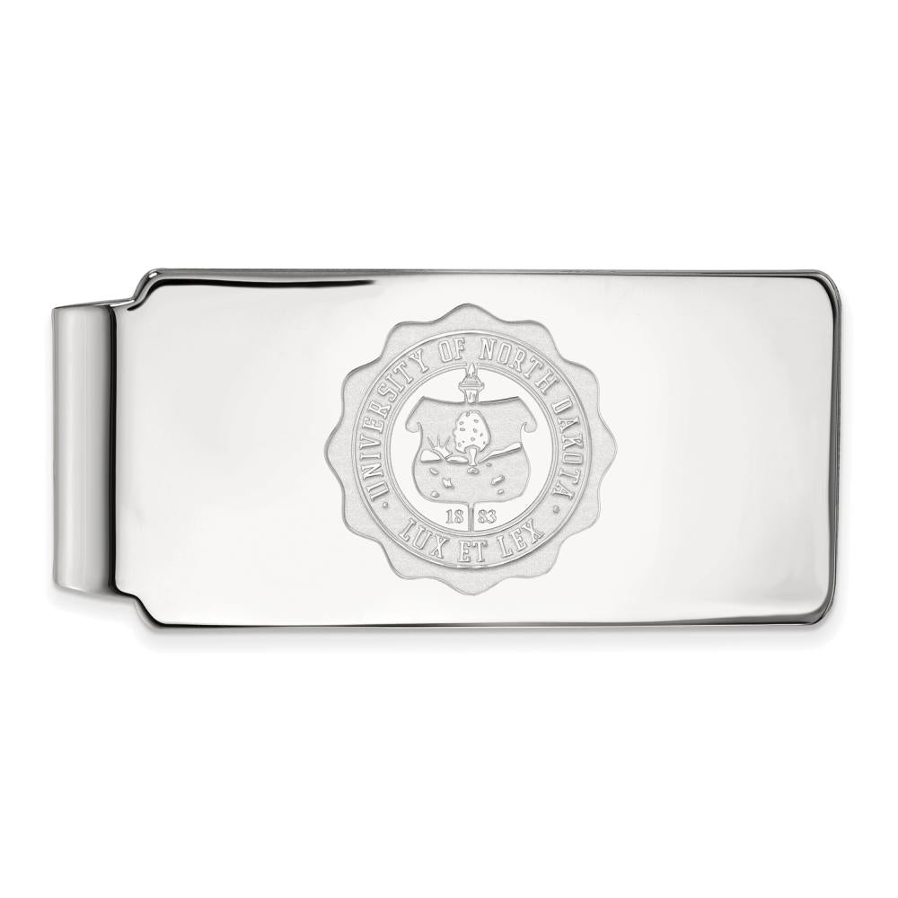 Sterling Silver Rhodium-plated LogoArt University of North Dakota Crest Money Clip Q-SS032UNOD