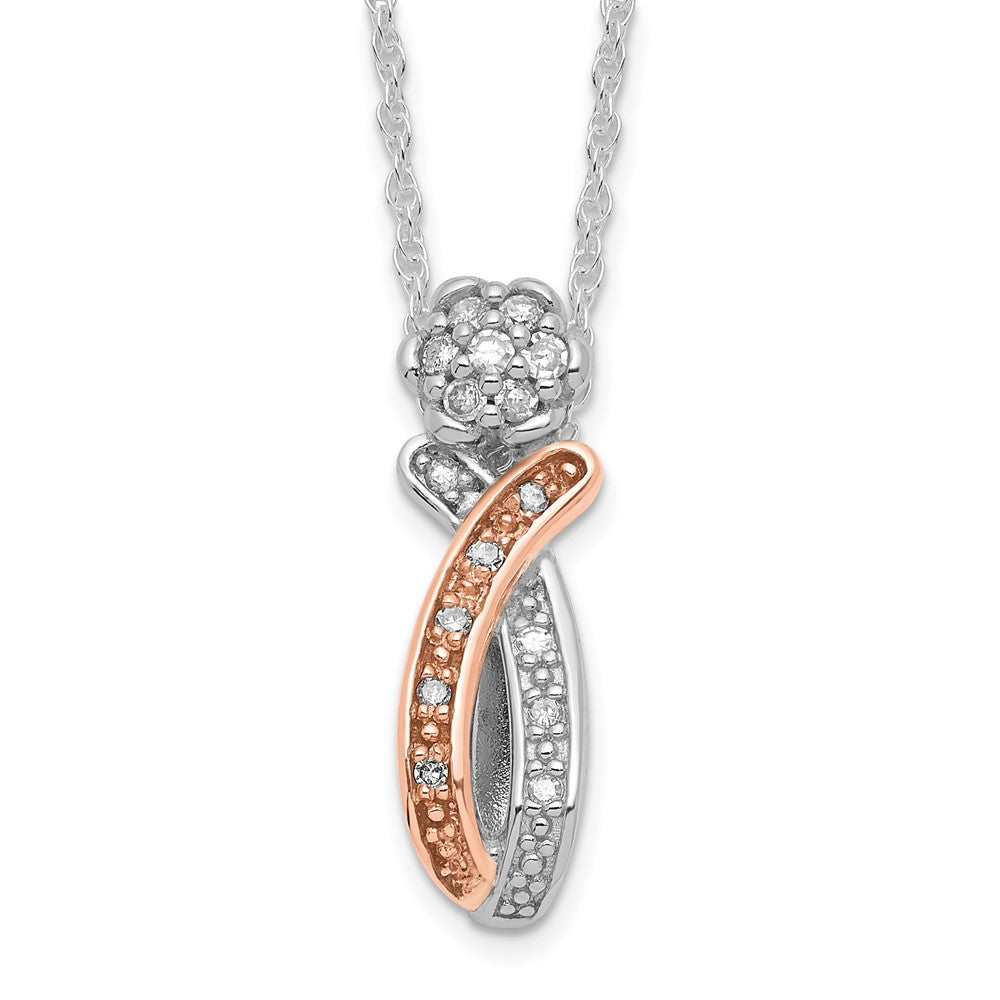 Sterling Silver and 10K Rose Tone Polished Diamond Fancy Necklace