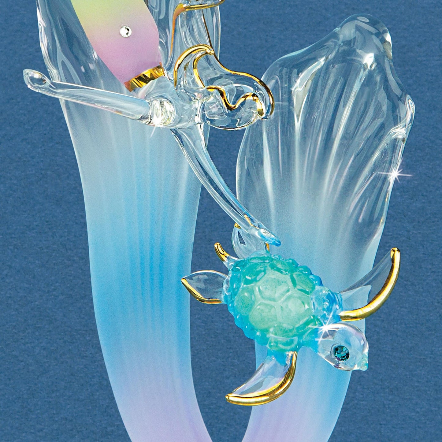 Glass Mermaid  Turtle Figurine