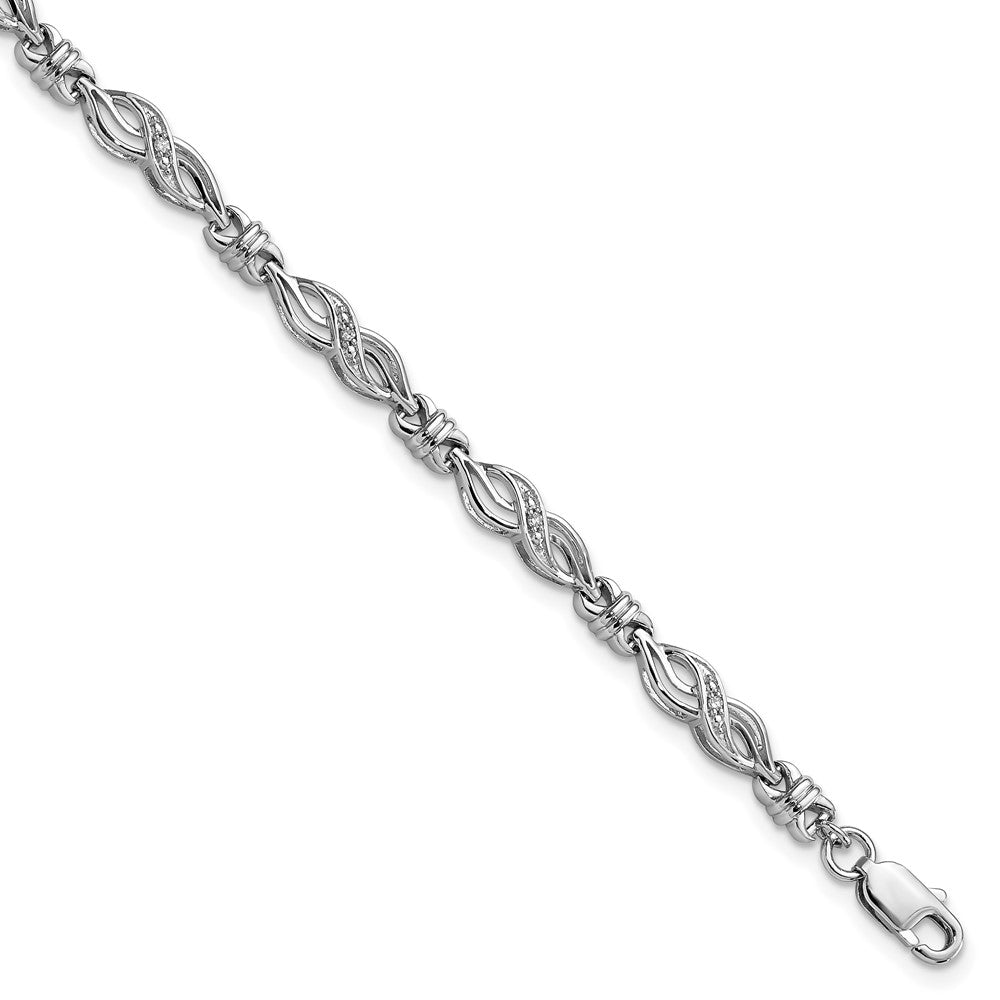 Sterling Silver Rhodium-plated Diam. Bracelet 7 inches