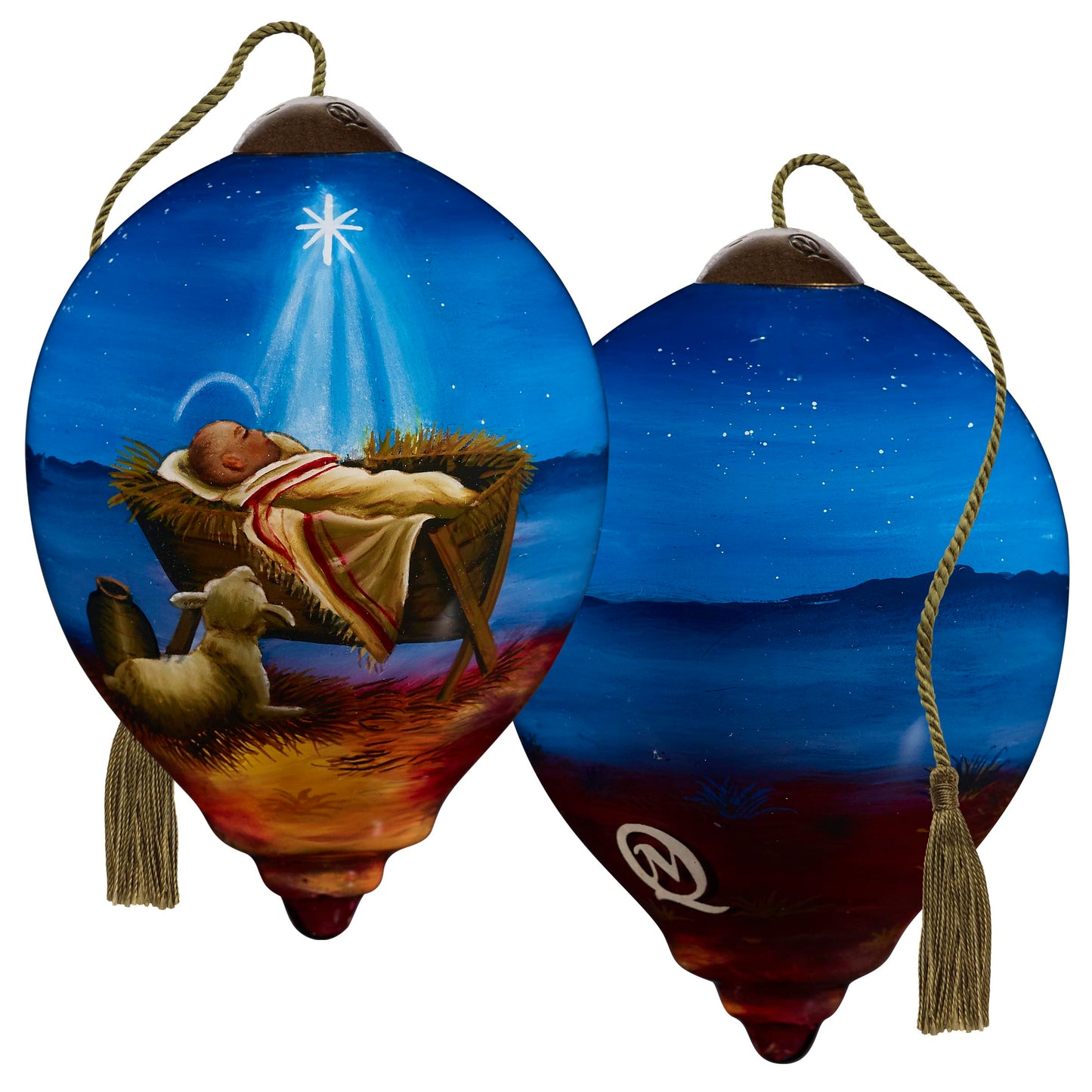 Neqwa Art Merry Christmas to All by Marcello Corti Hand-painted Glass Ornament