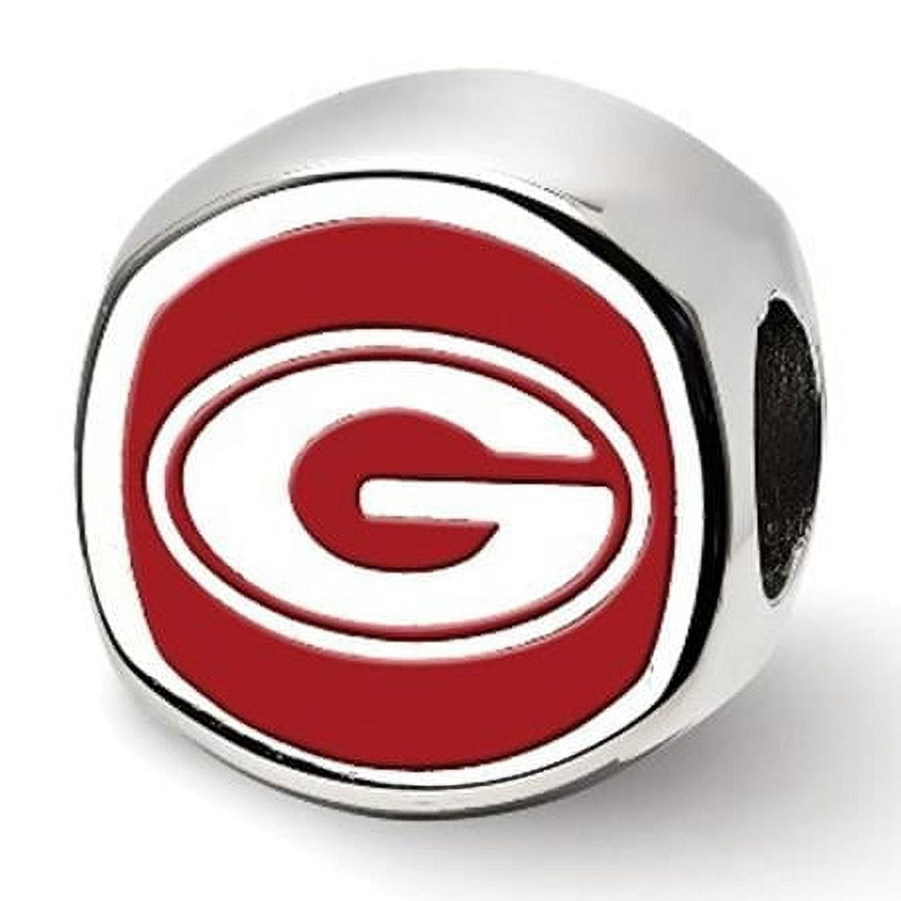 Sterling Silver University of Georgia Cushion Shaped Bead Charm