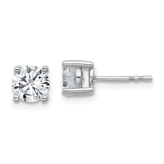 14k White Gold 1 1/2 ctw Lab Grown Diamond VS/SI+ G+ Round 4 Prong Heavy Wt. Stud Earrings