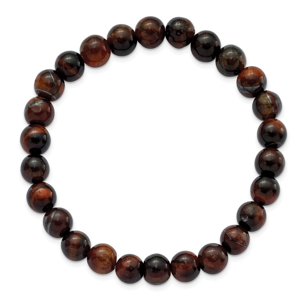 Red Tiger's Eye Agate Beaded Stretch Bracelet