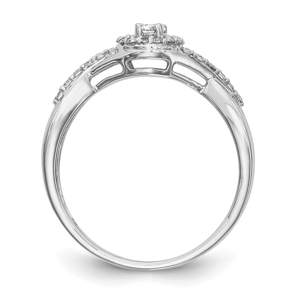 10K White Gold Halo (Holds 1/10 carat (2.8mm) Round Center) 1/5 carat Diamond Semi-Mount Engagement Ring