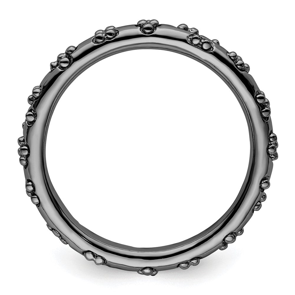 Sterling Silver Stackable Expressions Black-plated Textured Ring Size -9