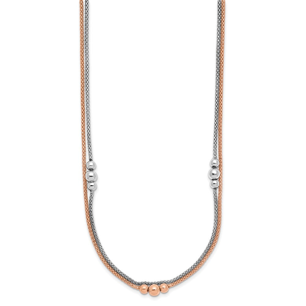 Sterling Silver Rhodium and Rose-tone w/1.75in ext. Necklace