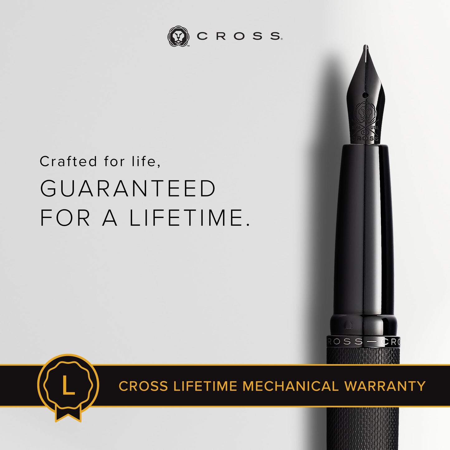 Cross ATX Brushed Metallic Refillable Fountain Pen, Medium Nib, Includes Premium Gift Box - Brushed Black