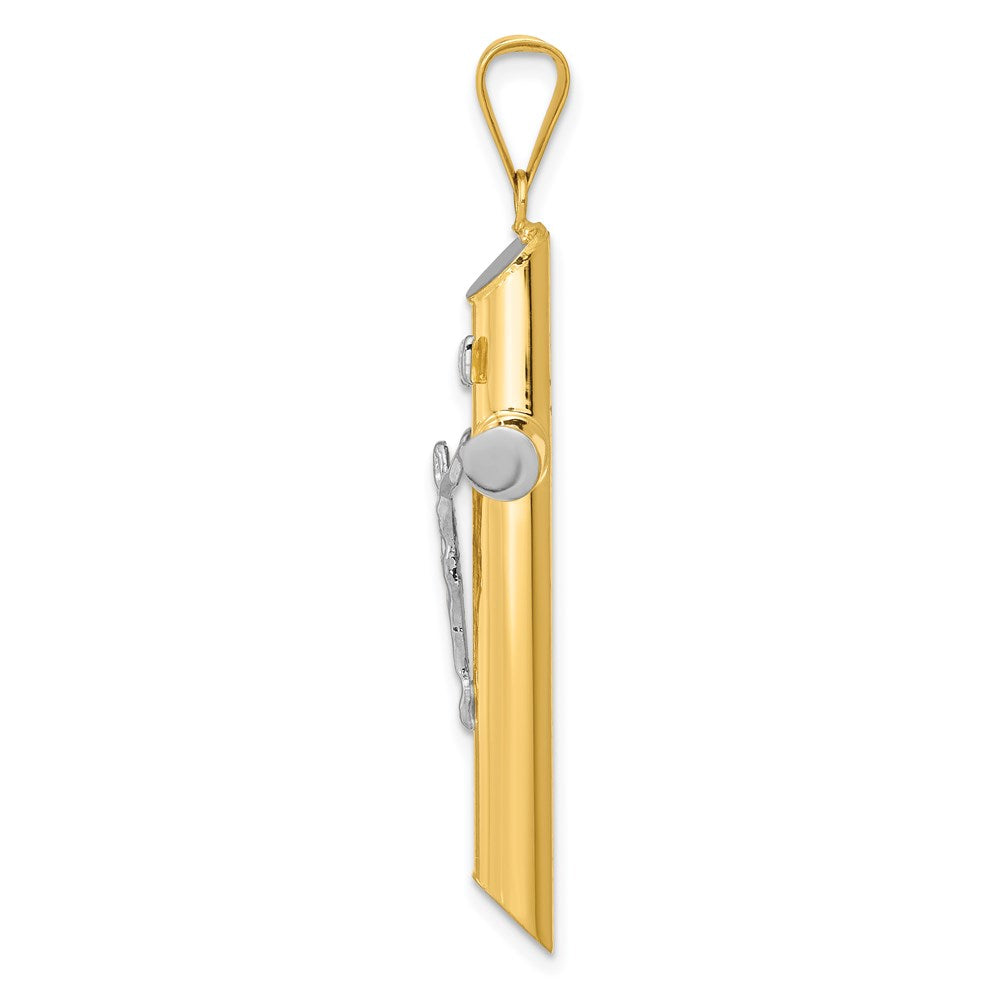 14K Two-Tone w/Rhodium Inri Crucifix Pendant