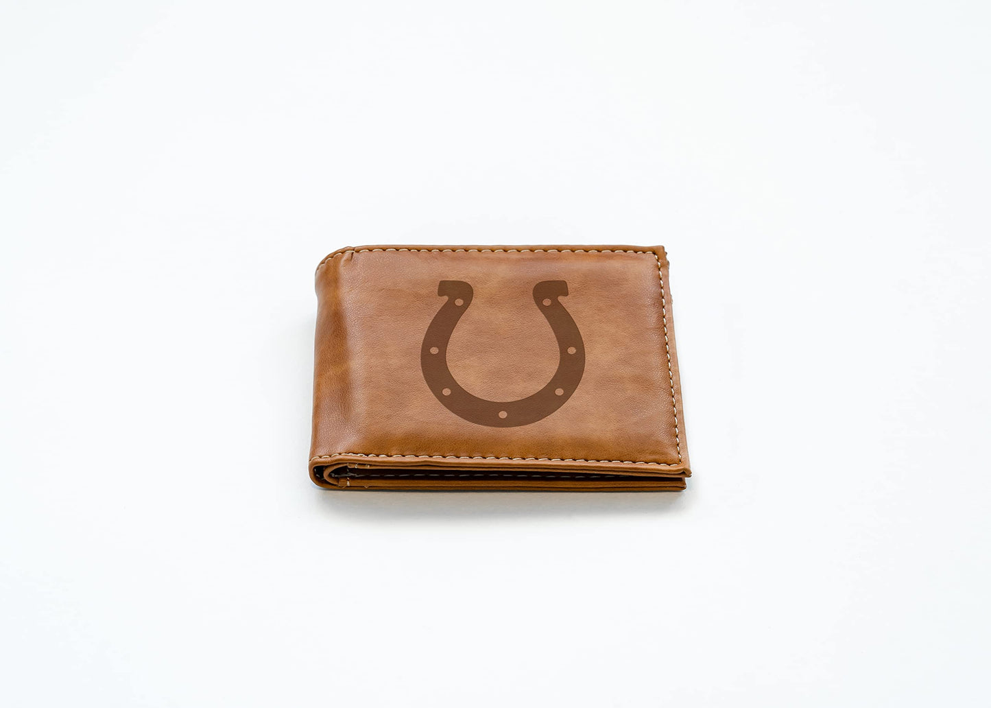 Rico Industries Football Indianapolis  Brown Laser Engraved Bill-fold Wallet - Slim Design - Great Gift