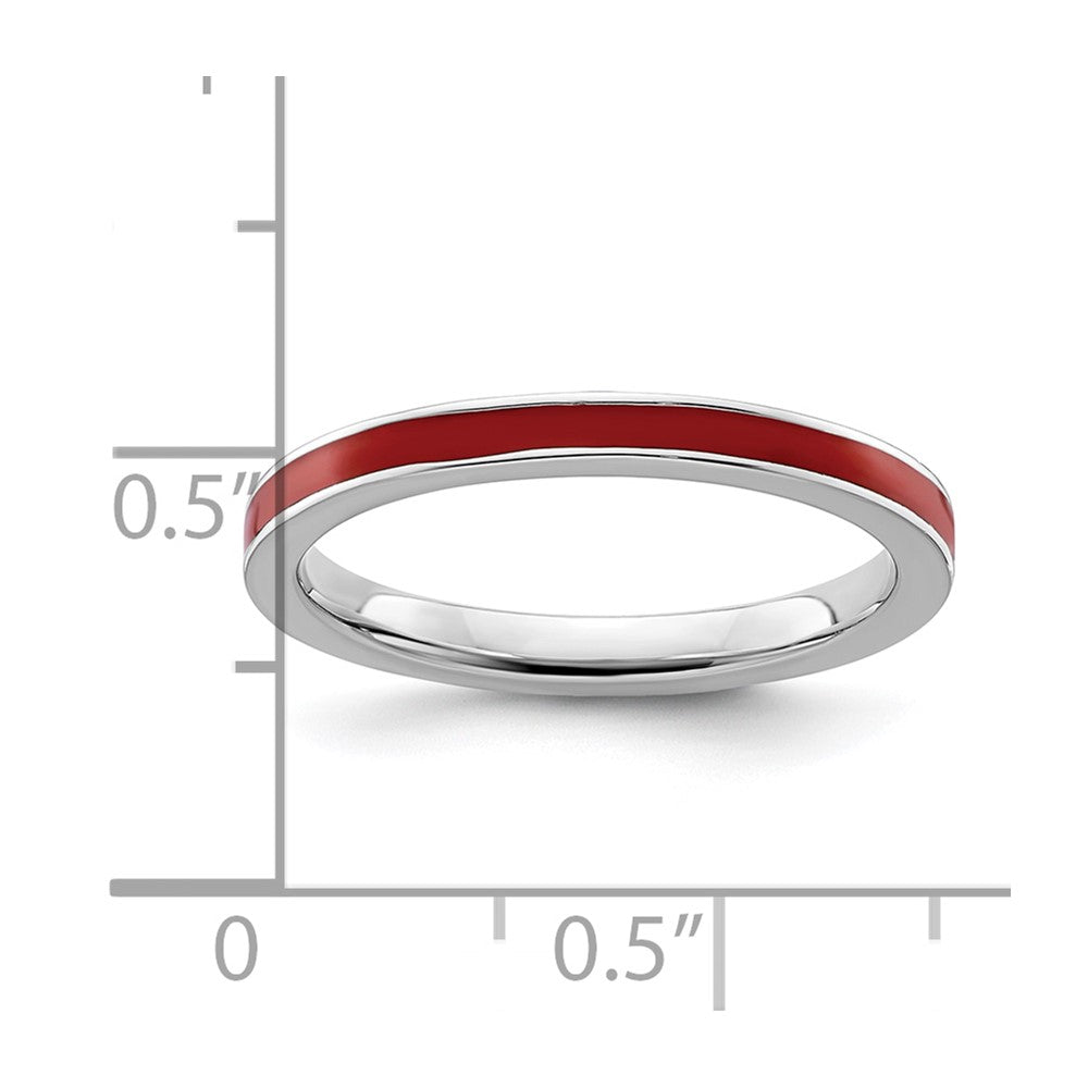 Sterling Silver Stackable Expressions Red Enameled 2.25mm Ring Size -6