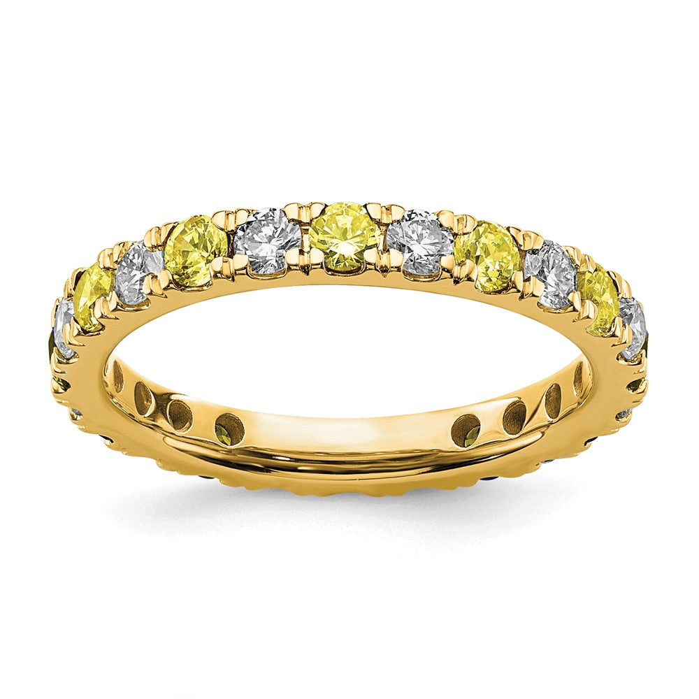 14k 3/4 carat Lab Grown Diamond VS/SI+ G+ and Lab Created Yellow Sapphire Size 6.5 Eternity Band