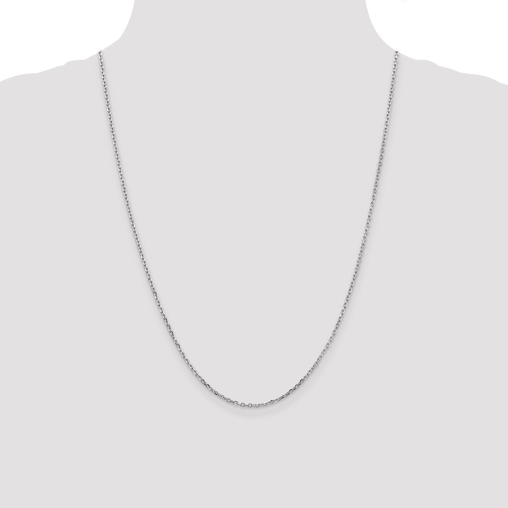 14K White Gold 24 inch 1.8mm Diamond-cut Round Open Link Cable with Lobster Clasp Chain