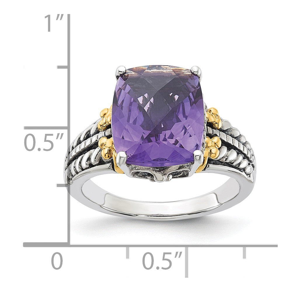 Sterling Silver w/ 14k Accent Antiqued Amethyst Ring