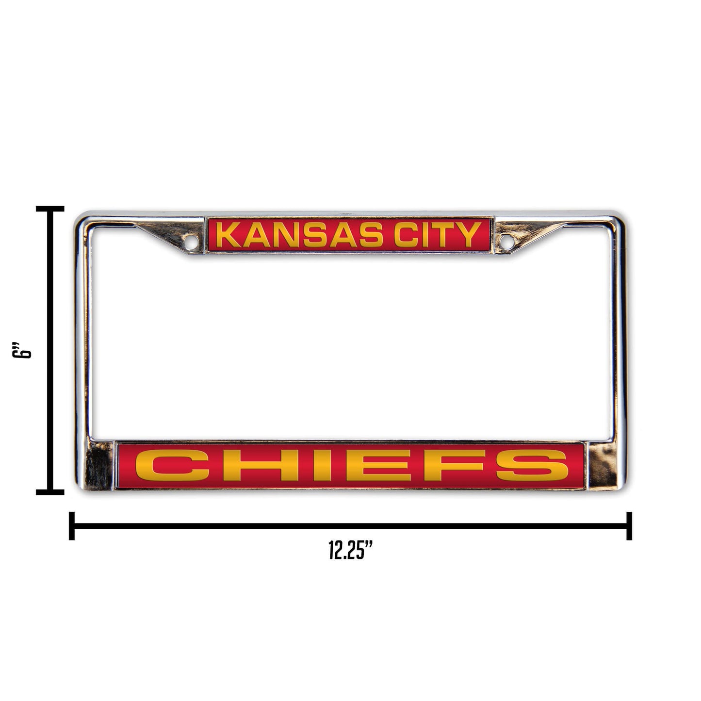 Rico Industries Football Kansas City Chiefs Red 12" x 6" Laser Cut Chrome Frame - Car/Truck/SUV Automobile Accessory