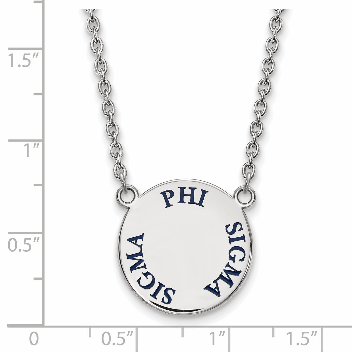 Sterling Silver 18in Official Licensed Greek Sororities Phi Sigma Sigma (???) Small Enamel Pendant w/Necklace