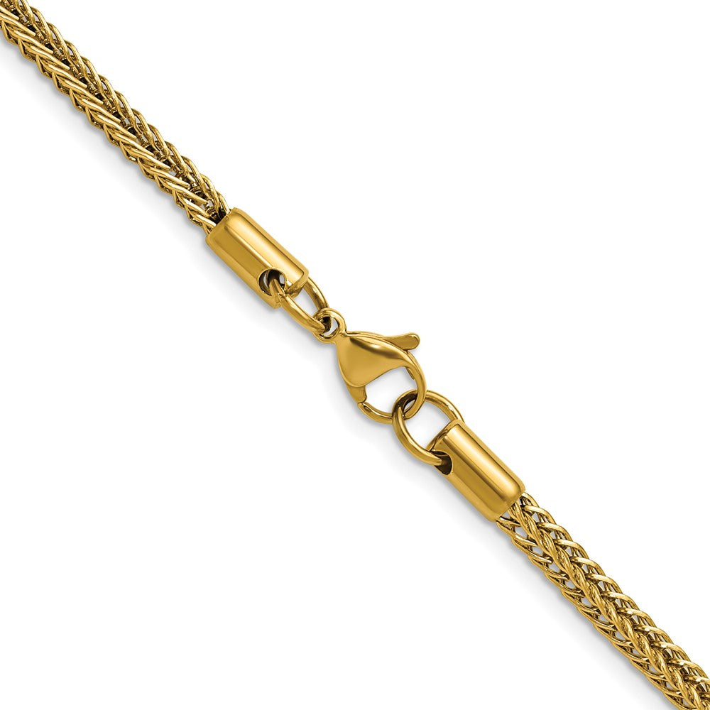 Chisel Stainless Steel Polished Yellow IP-plated 3.2mm 20 inch Square Wheat Chain