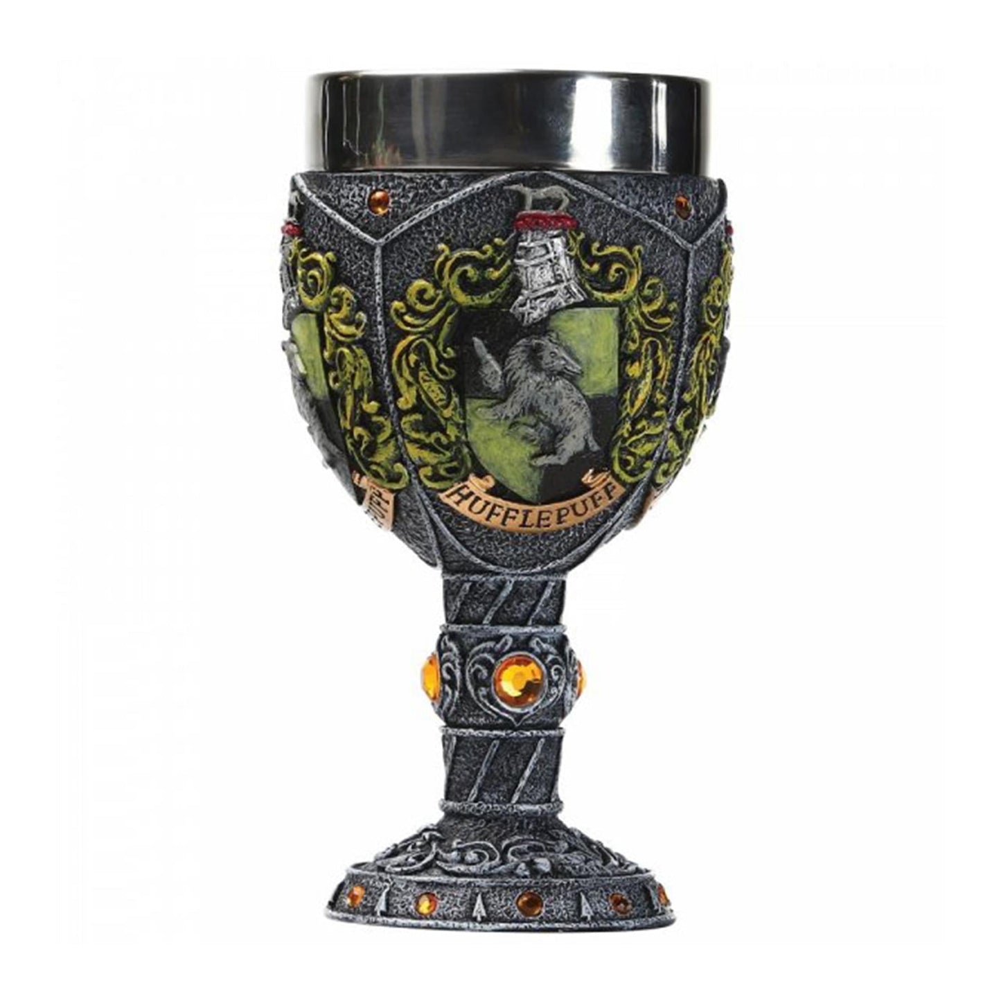 Wizarding World of Harry Potter Hufflepuff Decorative Resin Stainless Steel Goblet 7in H