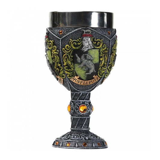 Wizarding World of Harry Potter Hufflepuff Decorative Resin Stainless Steel Goblet 7in H